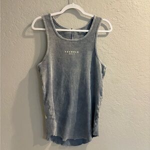 YoungLA Men’s Ribbed Distressed Cadet Blue Tank Top